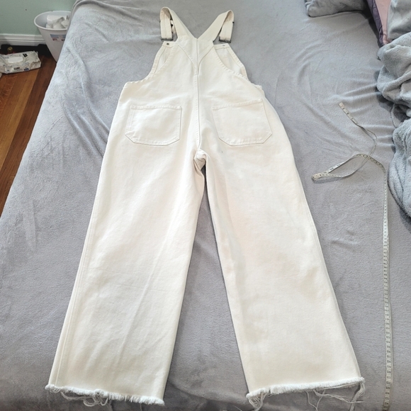 Reformation Benji Overalls Denim Cream Ivory size 10 - Picture 11 of 15